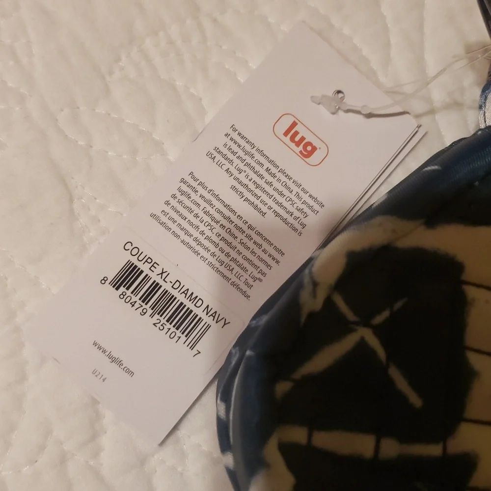 NWT Lug Coupe XL Diamond  NAVY Blue and White - Picture 2 of 3